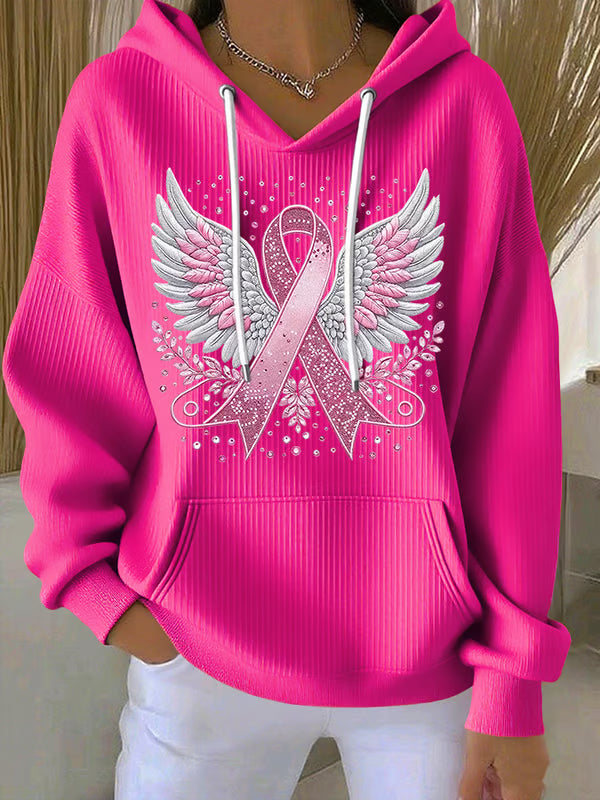 Vittorina | Casual Ribbon Wings Print Hoodie