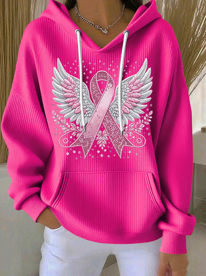 Vittorina | Casual Ribbon Wings Print Hoodie