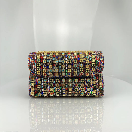 Laviera | Chic Chain Colored Diamond Shoulder Bag