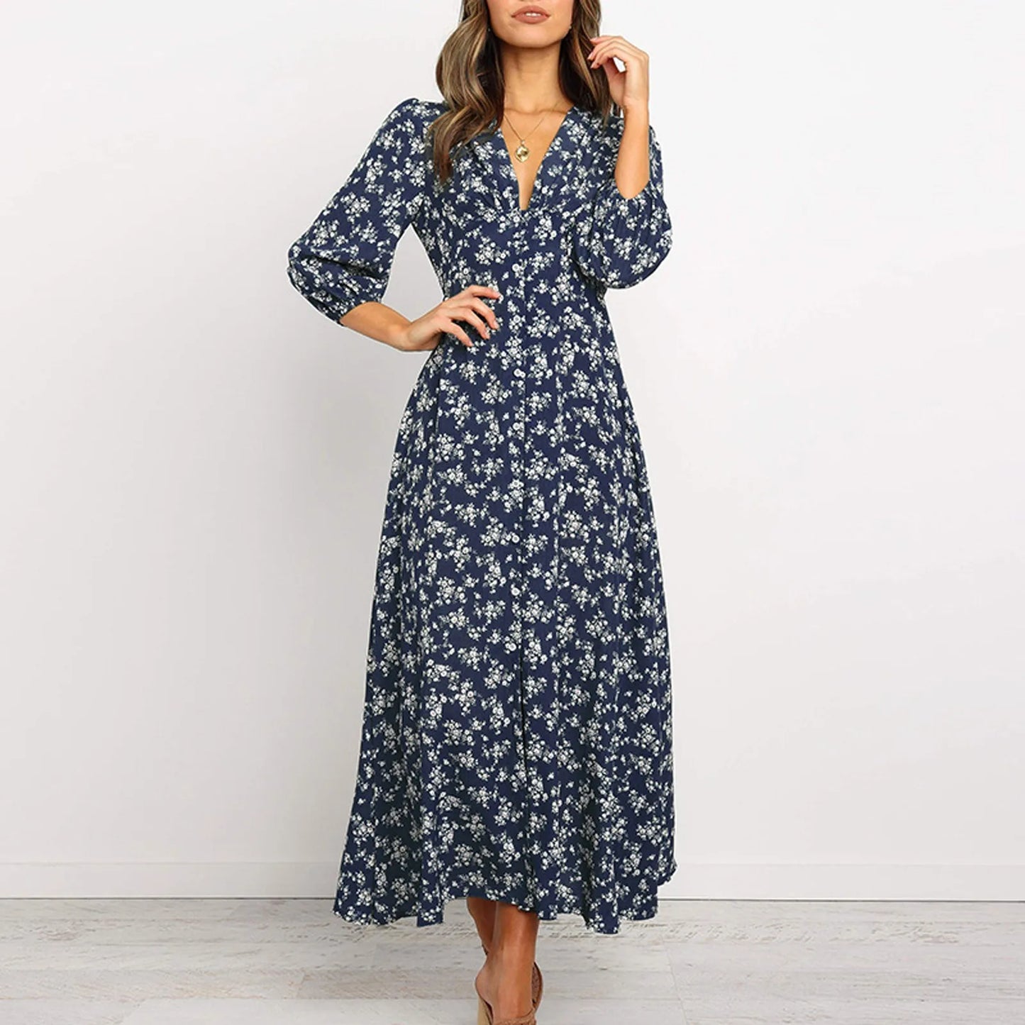 Melina | Bohemian Floral Print Long Dress