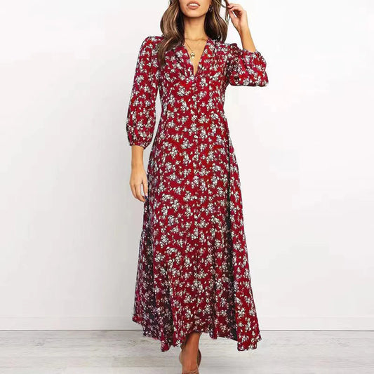 Melina | Bohemian Floral Print Long Dress
