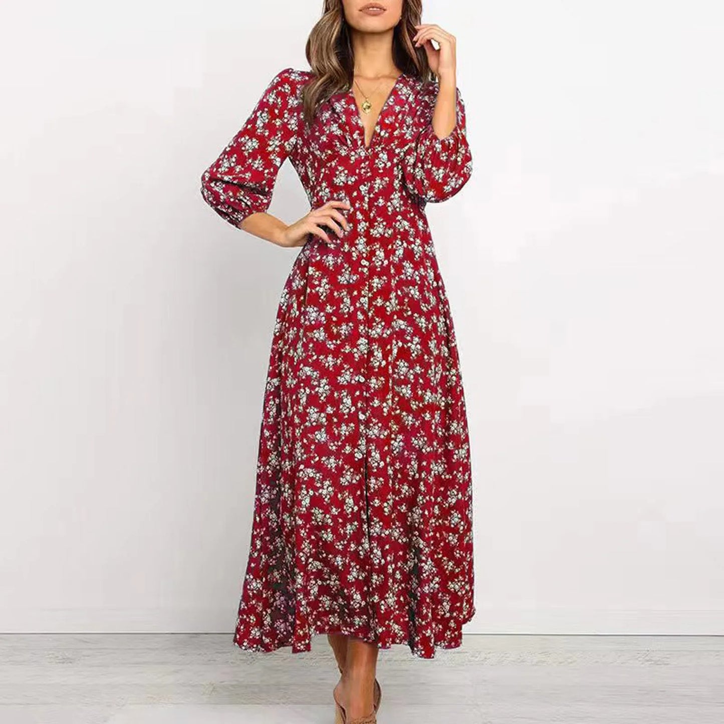 Melina | Bohemian Floral Print Long Dress