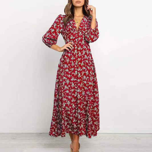 Melina | Bohemian Floral Print Long Dress